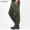 Men's wool-lined cotton velvet overalls in khaki colour with straight leg loose fit