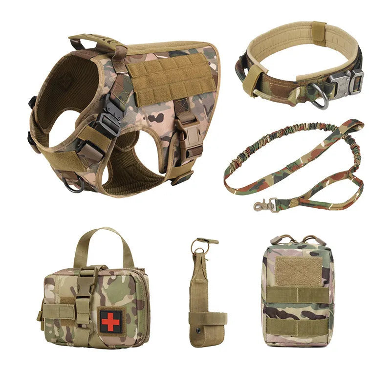 Dog training vest battle suit set with harness in tactical colours including CP camouflage pattern