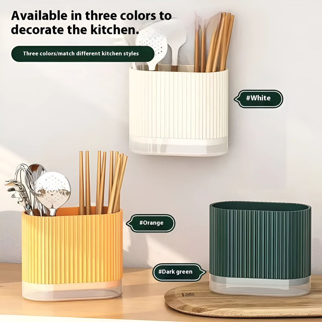 Cross-border wall-mounted plastic chopstick holder with spoon cage in modern design