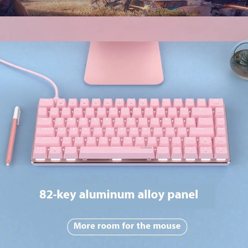 82-key metal mechanical keyboard with white backlight illumination for laptop gaming