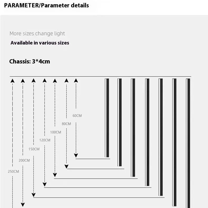80 cm long black aluminium LED strip wall lamp with touch control for three light colours.
