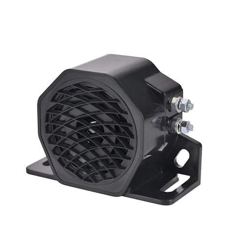 Black GQ-208A 12-80V vehicle reversing horn and buzzer with wire connectors.