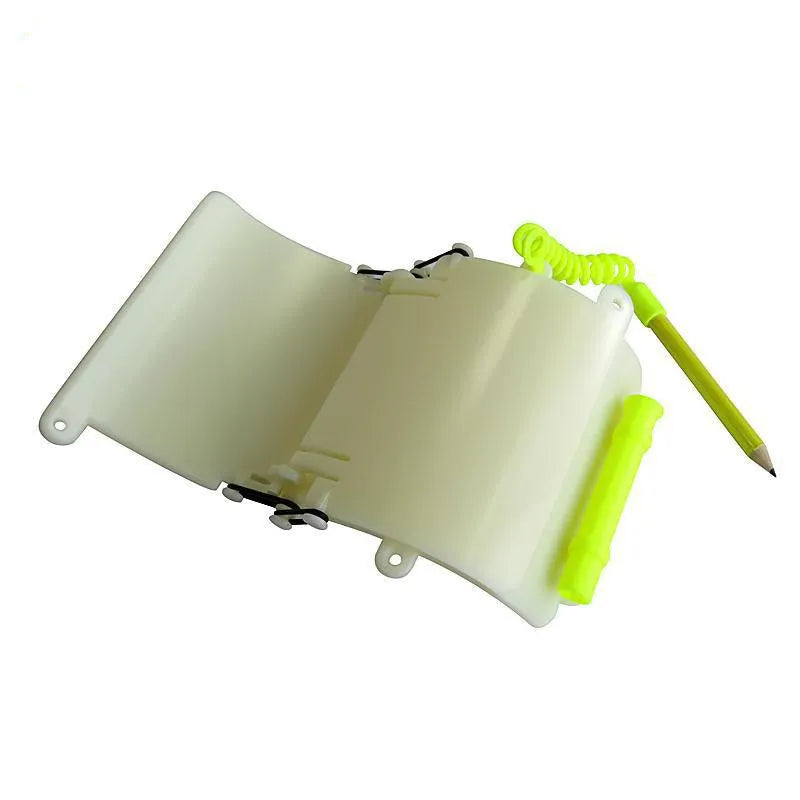 White luminous underwater writing wristboard for scuba diving communication with pencil