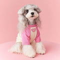 Cotton summer dog clothes with contrast colour embroidery in red or pink, available sizes XS to XXL