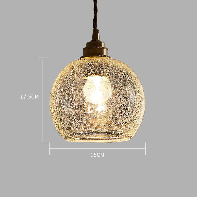 Copper and glass ball chandelier ceiling light with retro design