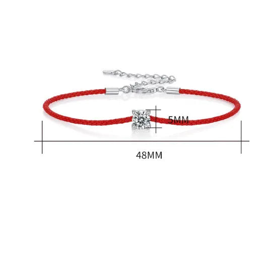 Moissanite rope bracelet 925 silver geometric design on white background