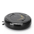 Blue robotic vacuum cleaner on hardwood floor with charging cable and cleaning accessories