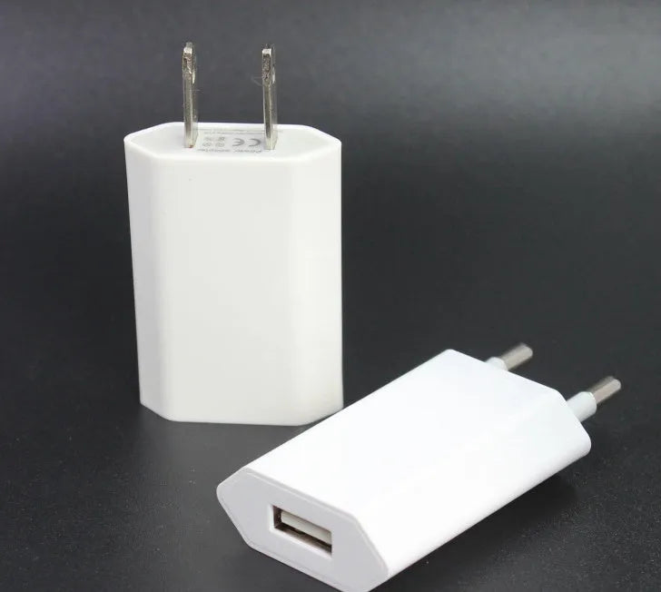 5V 2A USB travel charger compatible with iPhone and iPad models with charging cable