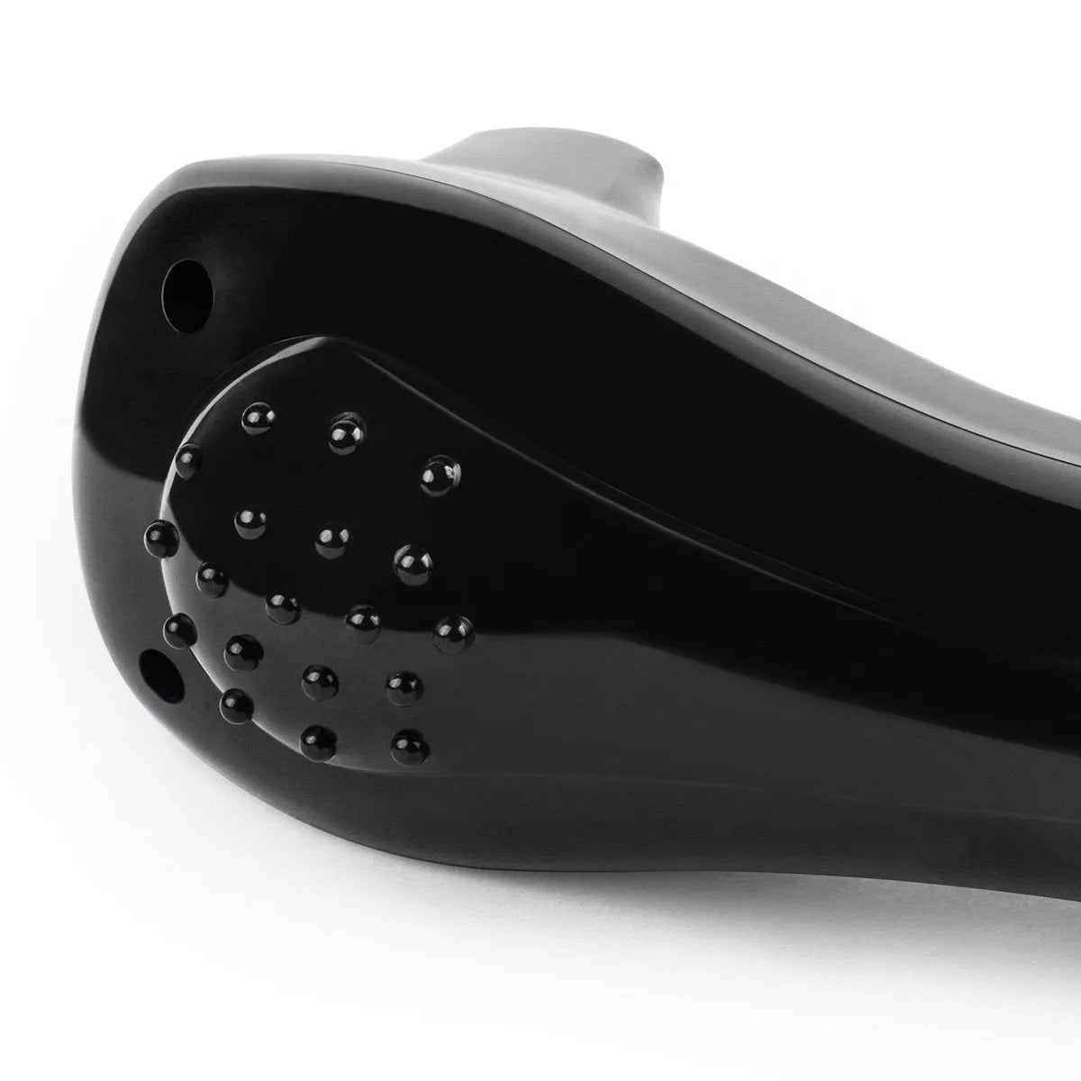 Black folding electric body shaver with battery compartment and compact folded design