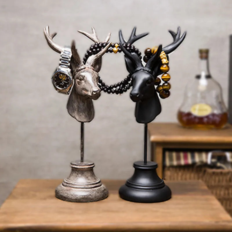 Natural resin animal sculpture decoration in black, white or wood colour, 13x15x32cm dimensions