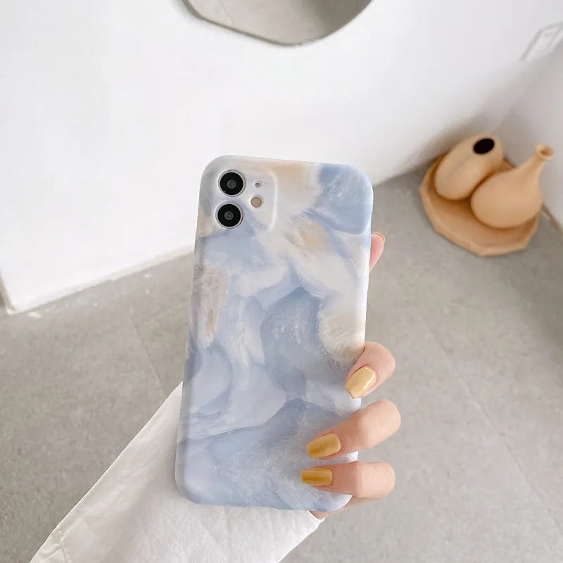 Watercolor ink painting TPU phone case for iPhone, simple back cover, BluePink colour