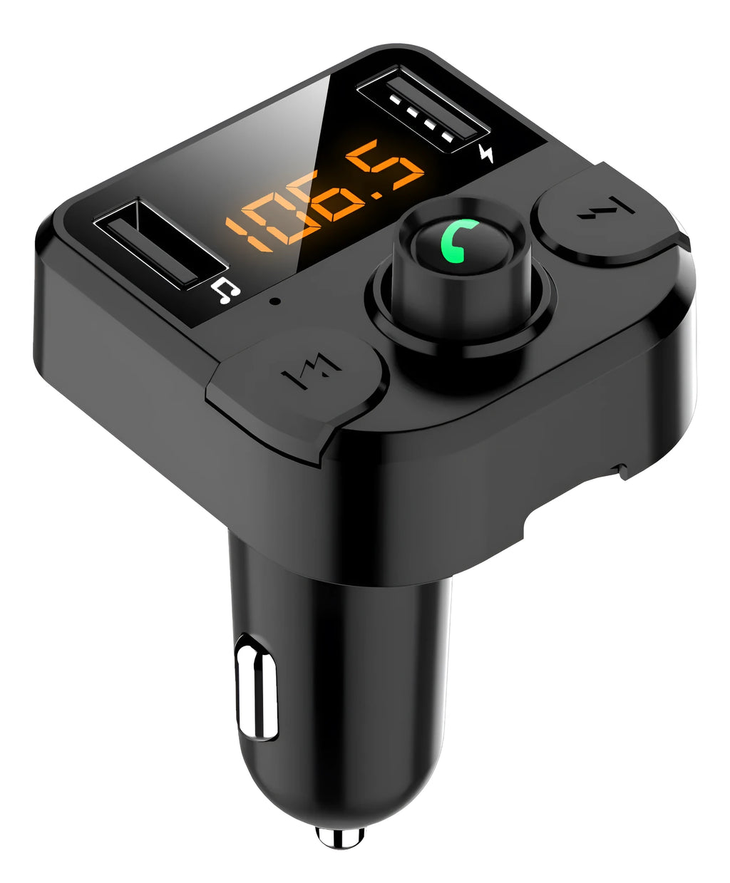 Black car Bluetooth MP3 player with 1.1-inch display for vehicle cigarette lighter connection