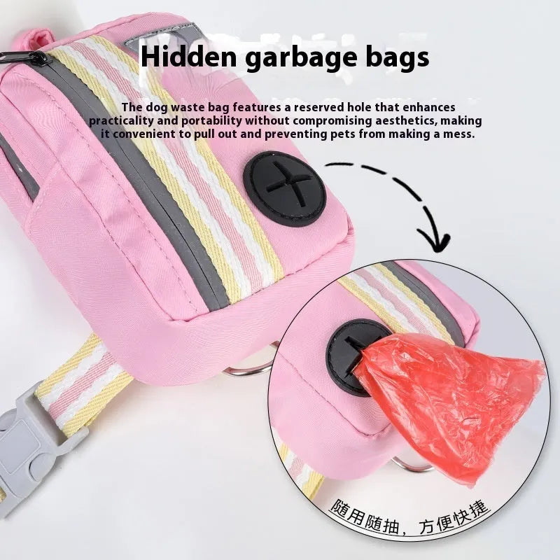 Explosion-proof anti-strangulation dog harness in Oxford cloth with attached 1.5 metre rope