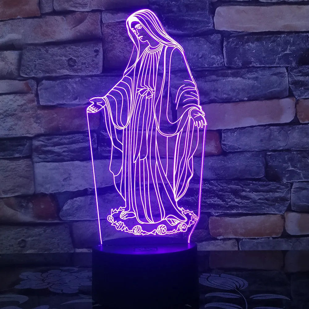 3D stereoscopic dual-ring LED night light with colour changing effects on an ABS base.