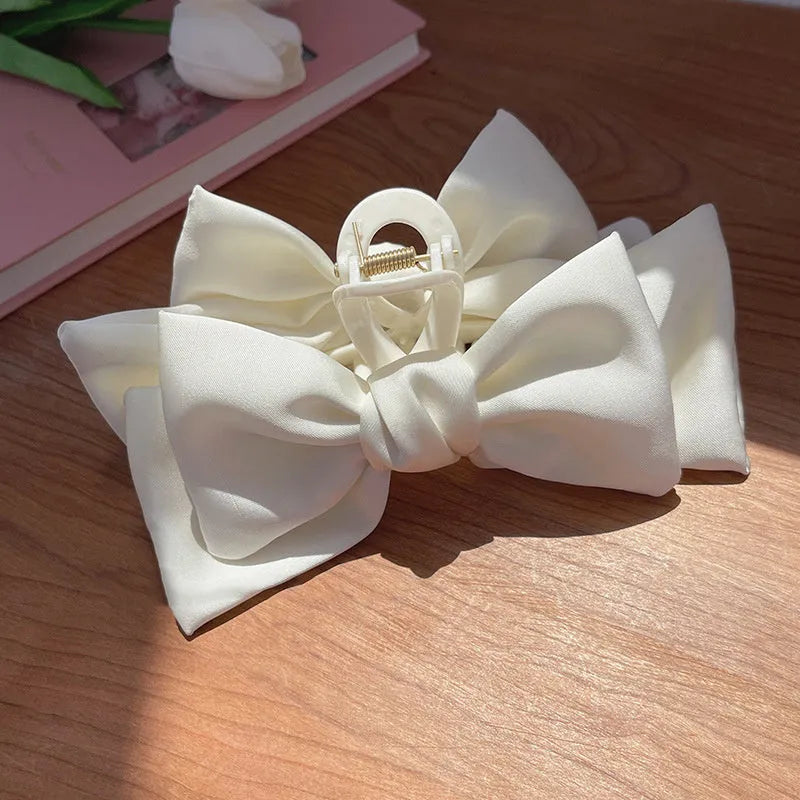 XL cloth bow hair claw clip in plain colour – Japanese Korean fresh sweet style