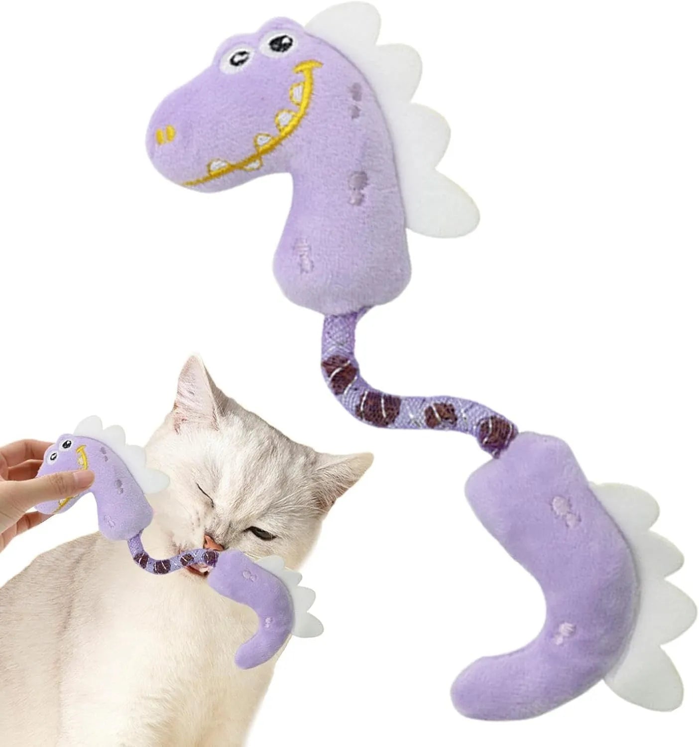 Four cat toys including rope, spring, kicker and plush types for indoor feline entertainment