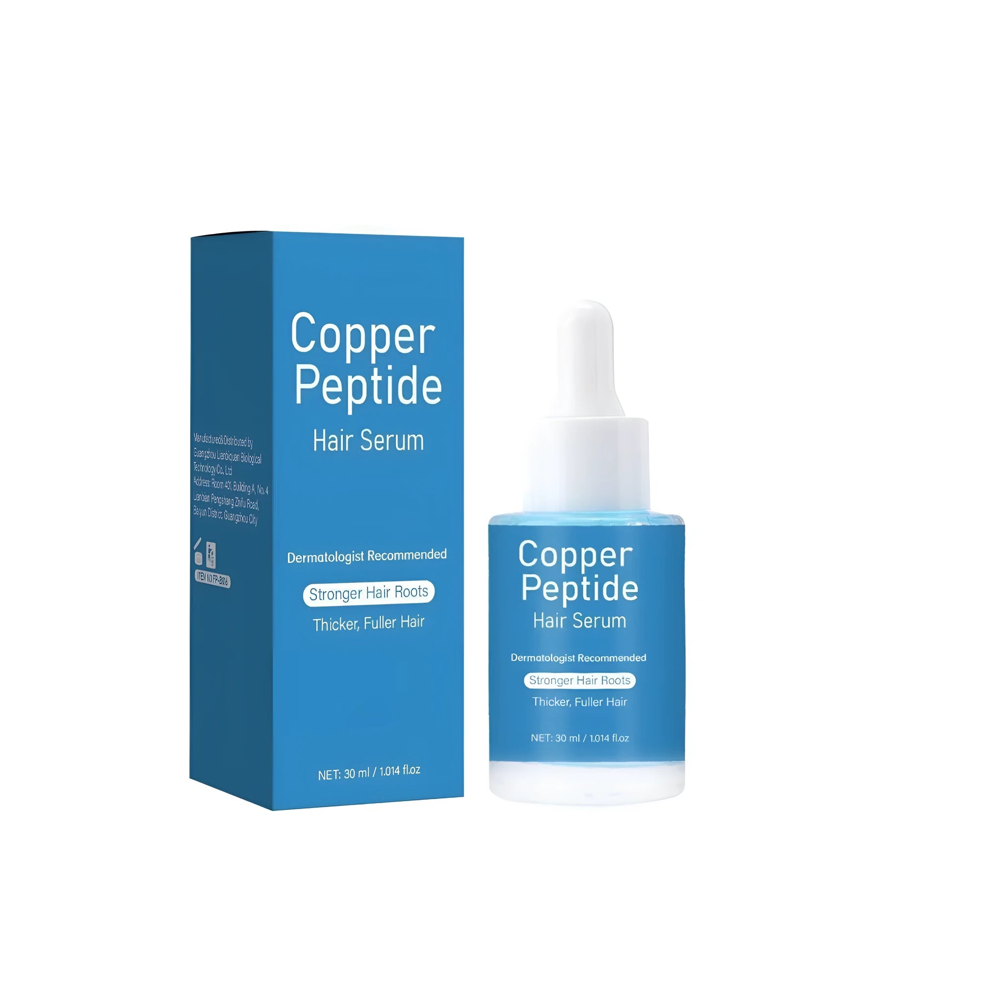 Copper peptide hair care oil in 30ml bottle measuring 38.5mm wide