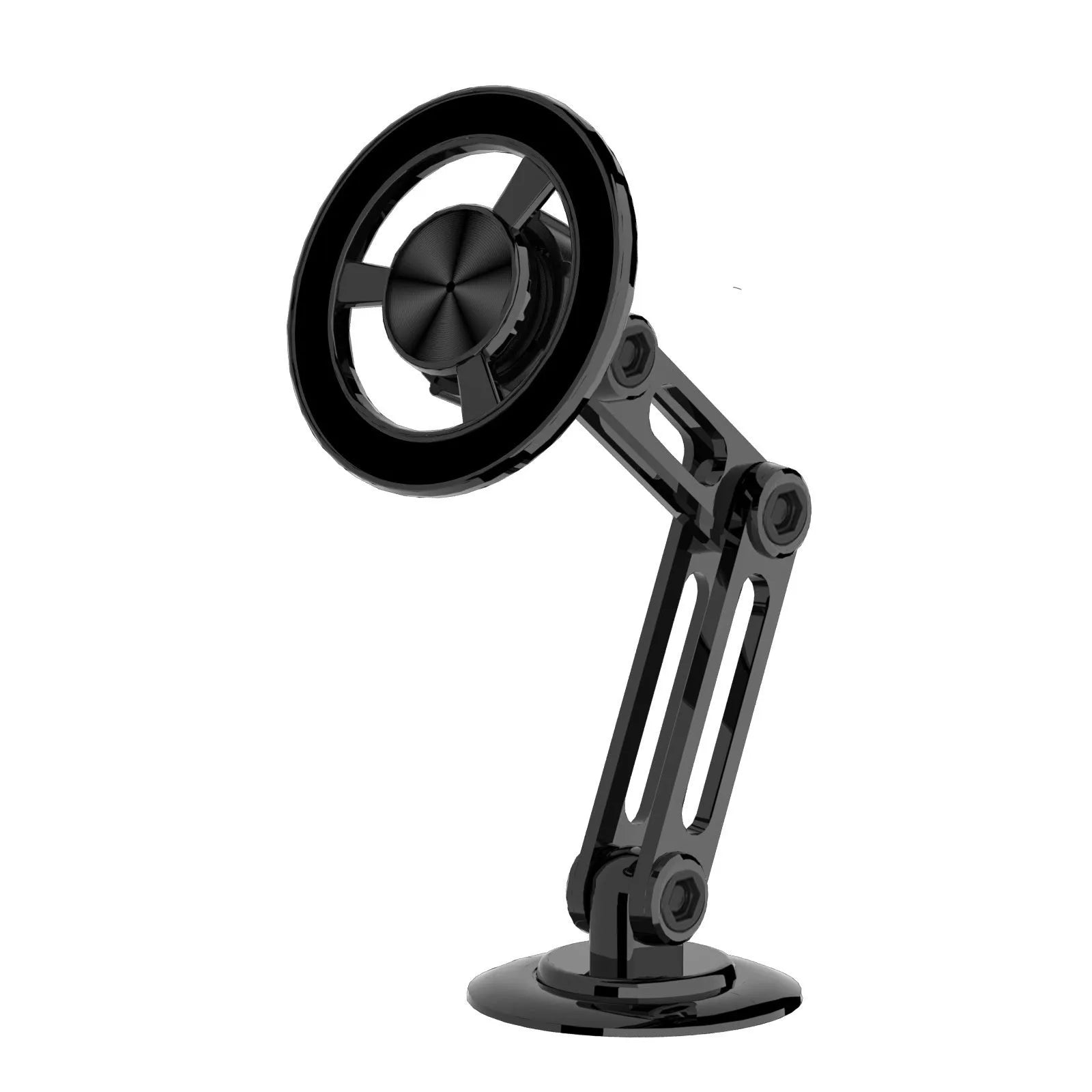 All-metal magnetic car phone holder with spare adhesive pads in multiple colour options