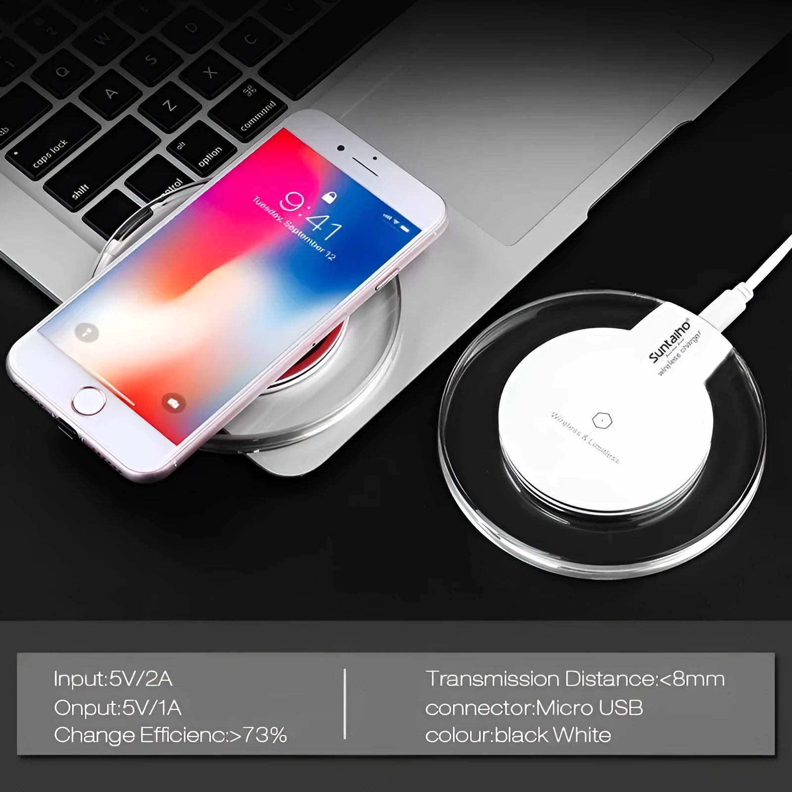 Qi wireless charging pad 100mm for iPhone and Samsung Galaxy smartphones