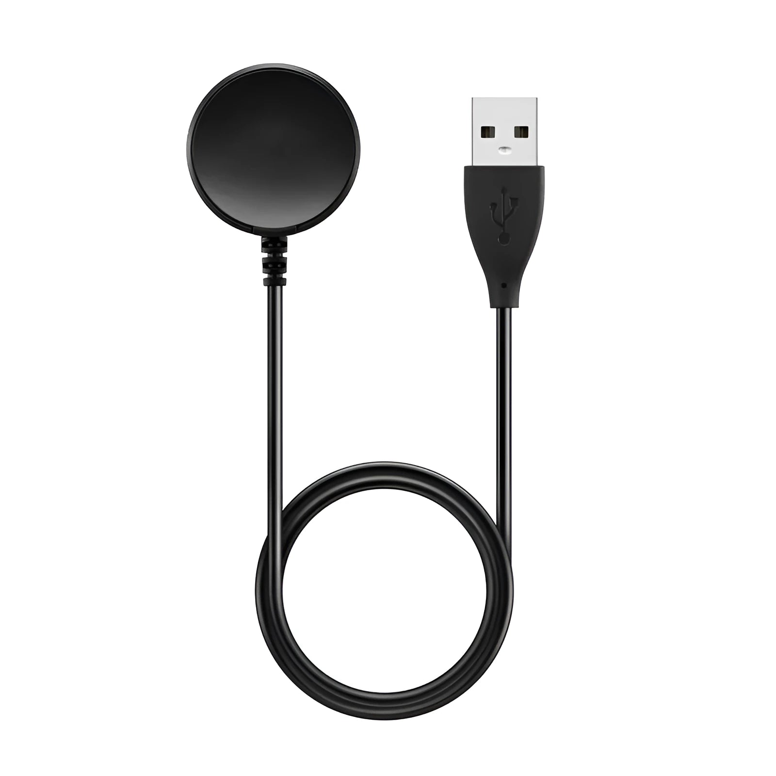 Black USB watch charger with fast charging cable for smart watches