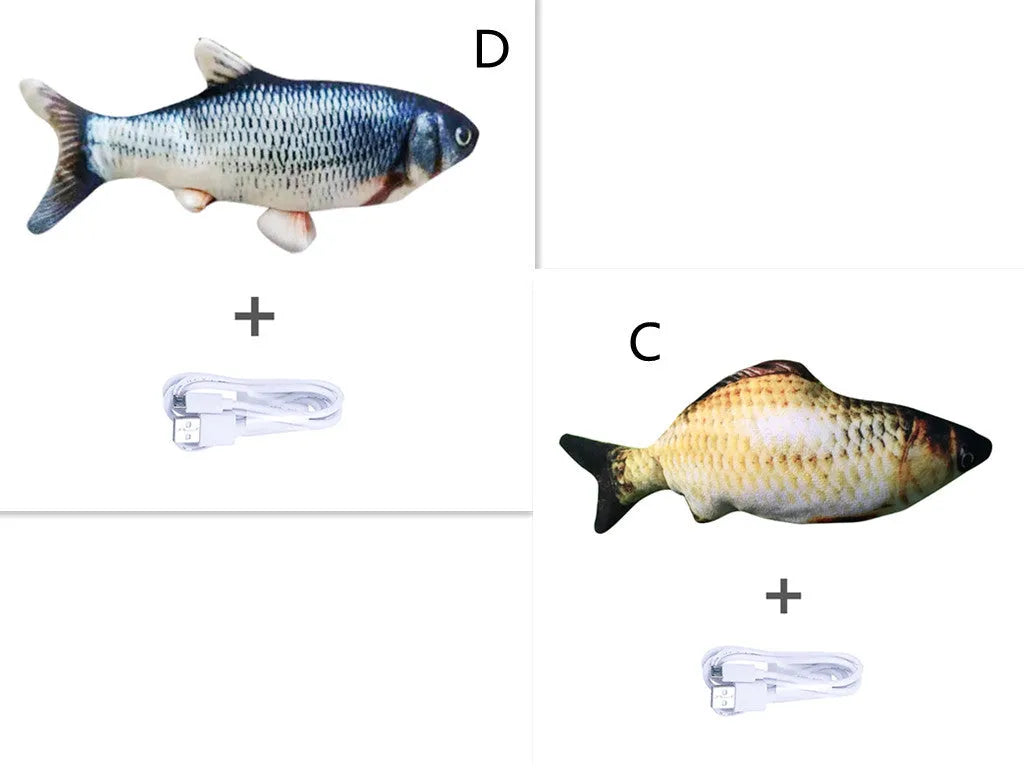 30cm long multicolour electric jumping fish simulation cat toy with USB cable