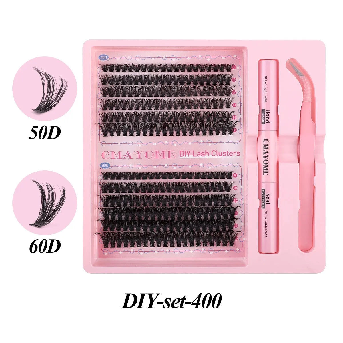 DIY single cluster false eyelashes with artificial fibre construction for natural thick mixed split type look