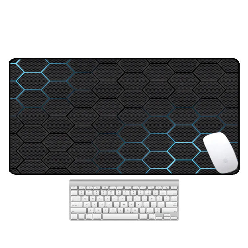 Large natural rubber desk pad with gaming pattern in multiple size options for computer workstation