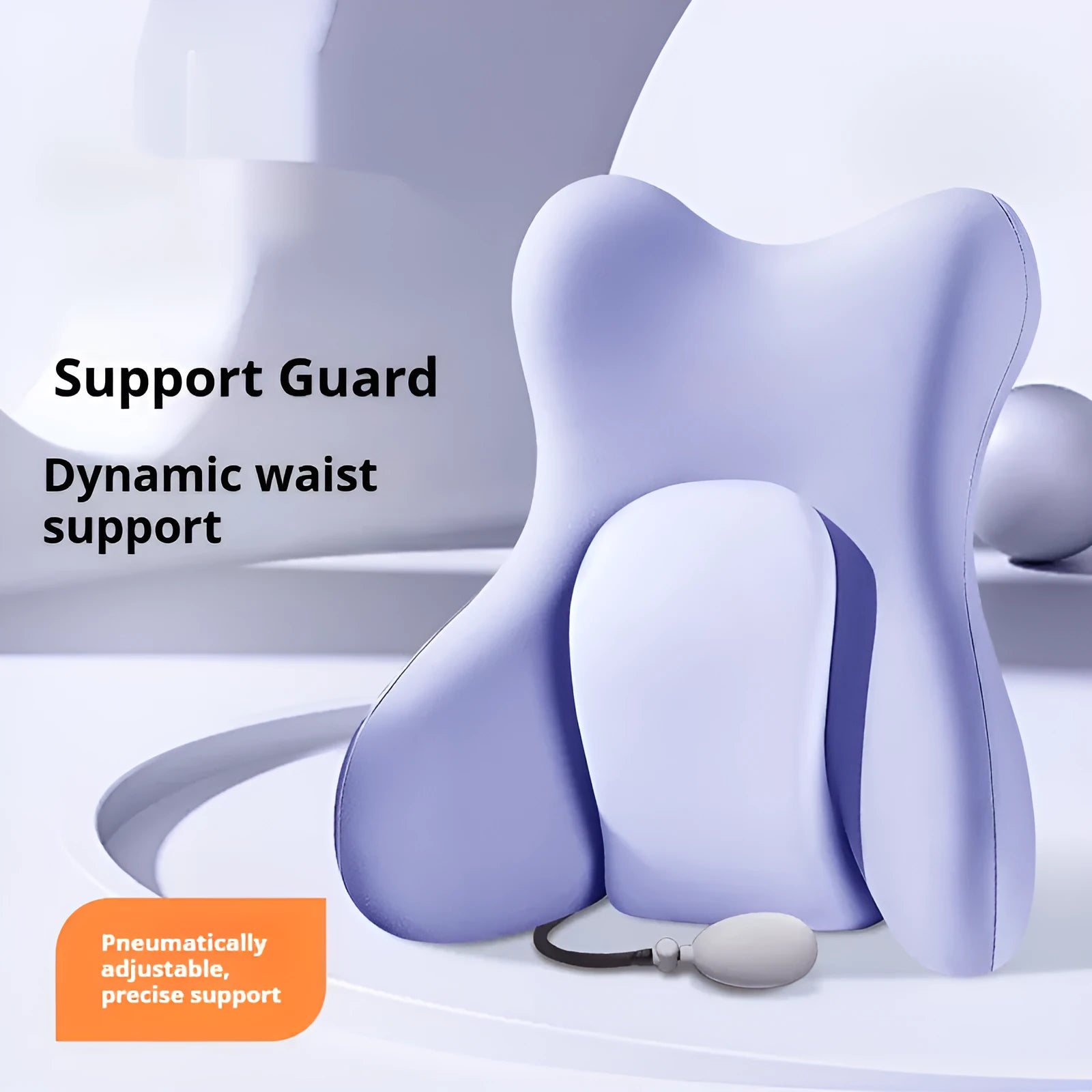 Brown ergonomic memory foam lumbar support pillow with removable cover on a chair.