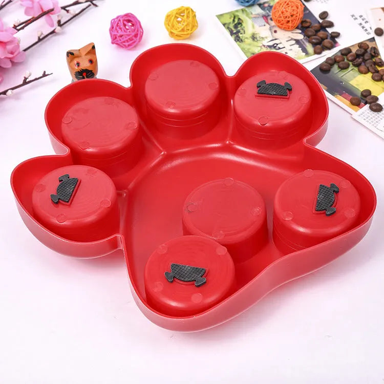 Red natural rubber pet puzzle feeder toy for cats and dogs measuring 25x25 cm