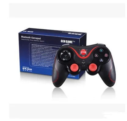 Upgraded black X3 Bluetooth wireless game controller for Android phones with attached phone clip.