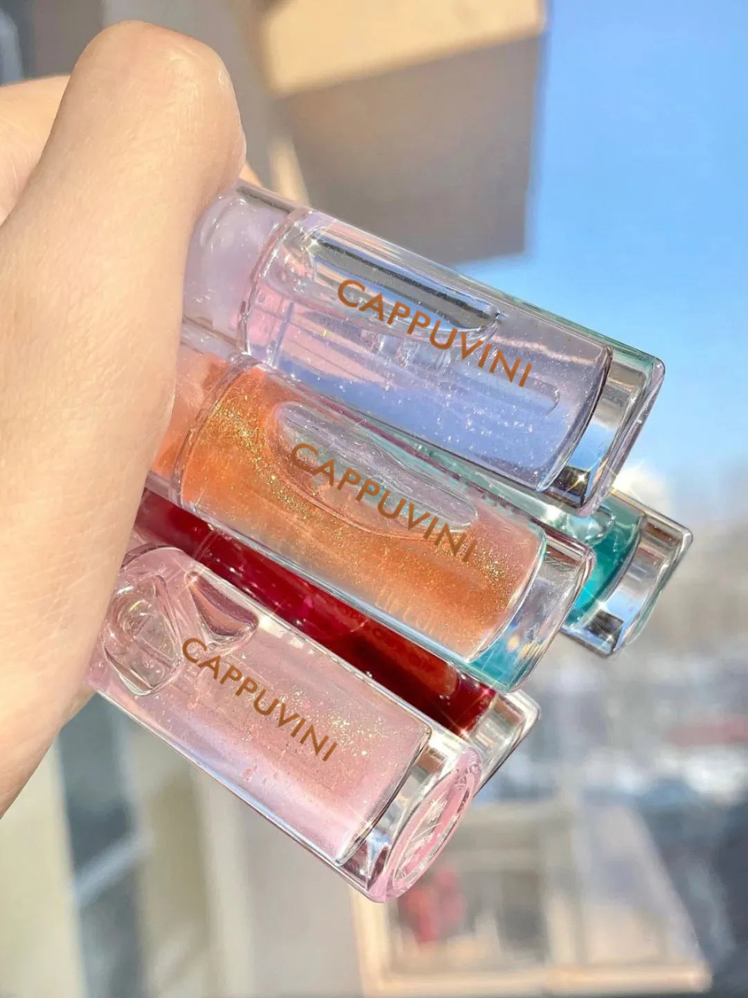 Water light lip gloss transparent moisturising lip balm five colour options including Crossing The Cloud and Dream Starry Sky