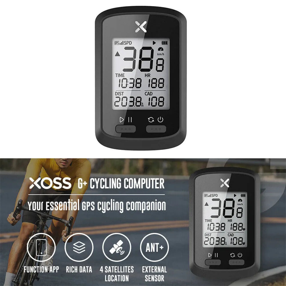 Black waterproof plastic bicycle stopwatch mounted on handlebars for cycling timing