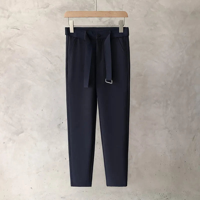 Boys slim straight wool trousers in tapered fit with straight leg opening available in multiple colours