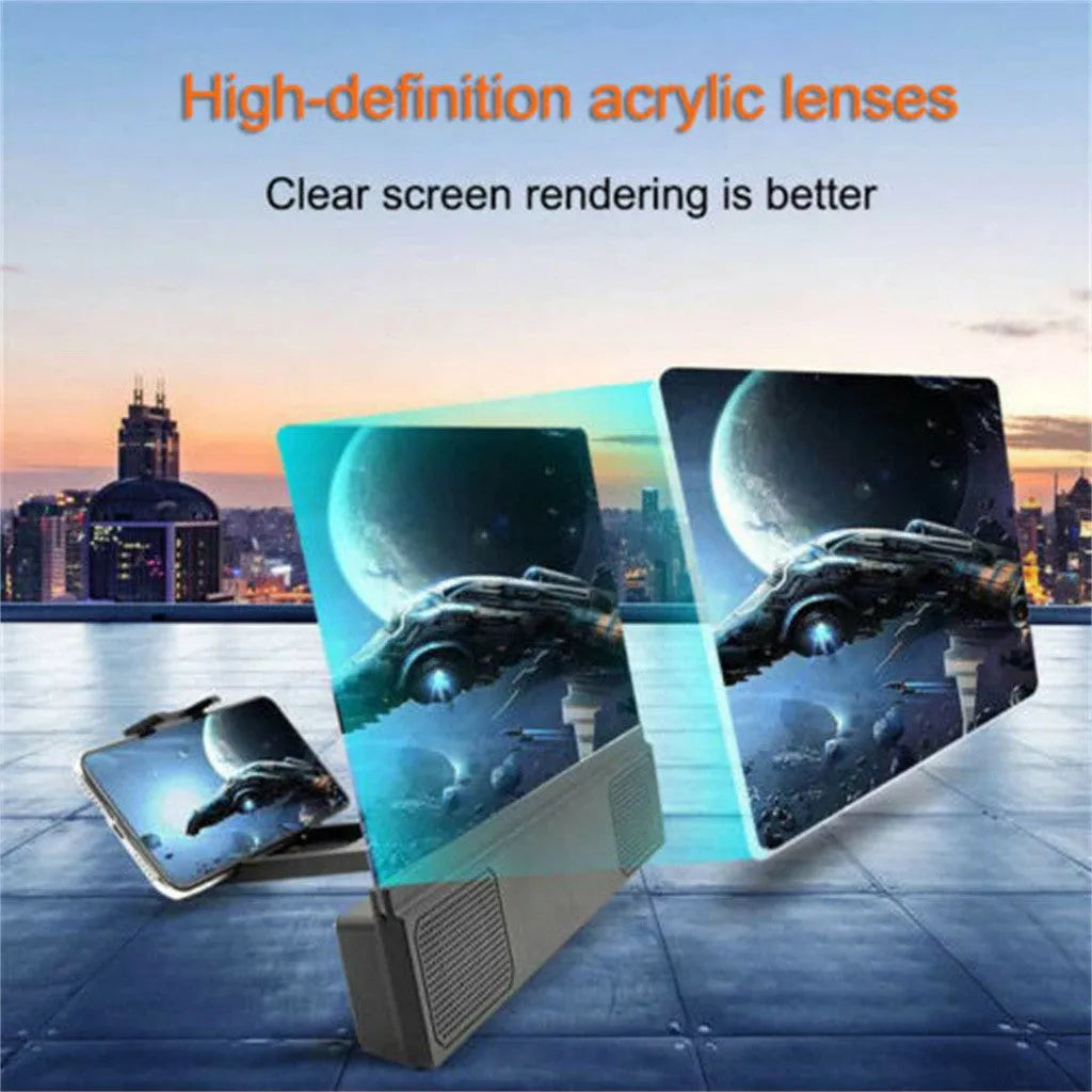 12-inch foldable mobile phone screen amplifier with gooseneck stand and speaker