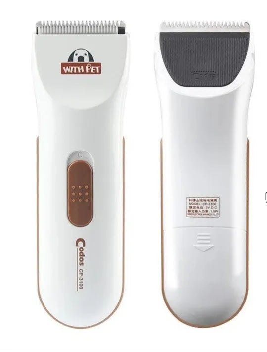 White electric pet clipper with ceramic blade for dog and cat grooming