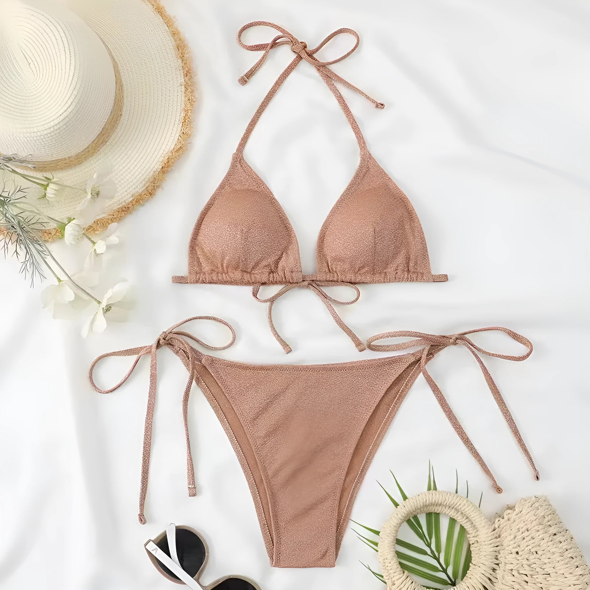 Women's bandage bikini swimsuit in multiple colours with a briefs bottom.