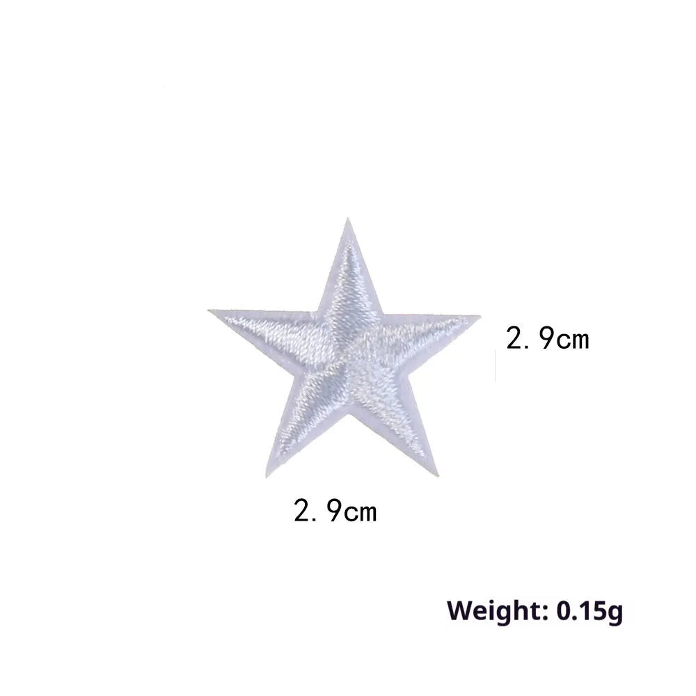 Five-pointed star embroidery label cloth stickers in assorted colours for clothing decoration