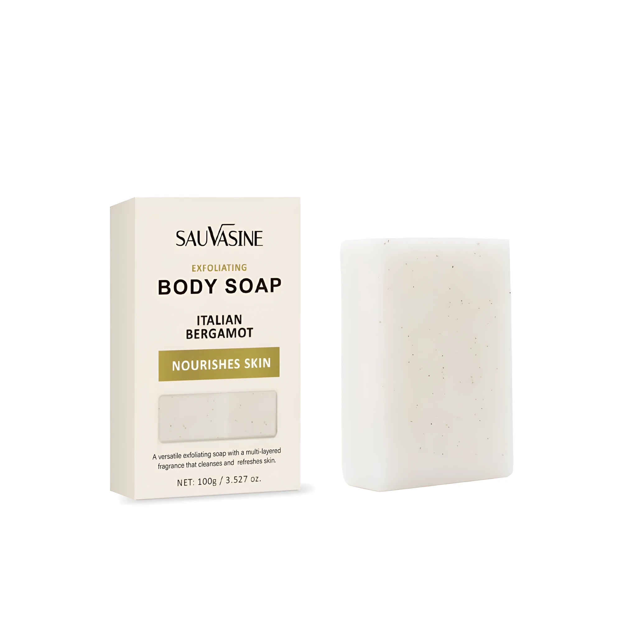 Exfoliating body soap bar with SWX-A386 colour variant for manual cleansing and moisturising