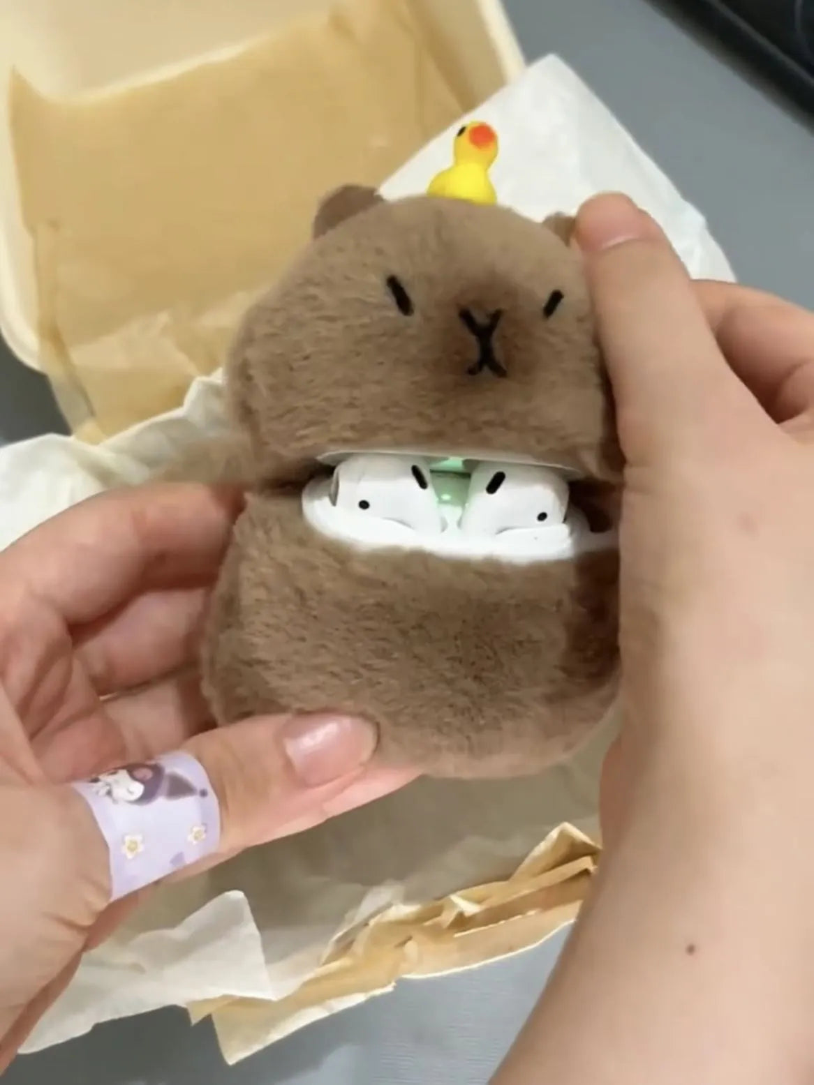 Capabala cute capybara earphone case for AirPods with Bodhi material and hanging accessory
