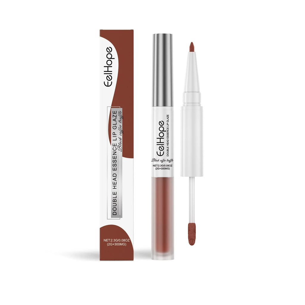 Double-headed lip liner and lip lacquer pen with included lipstick in case.