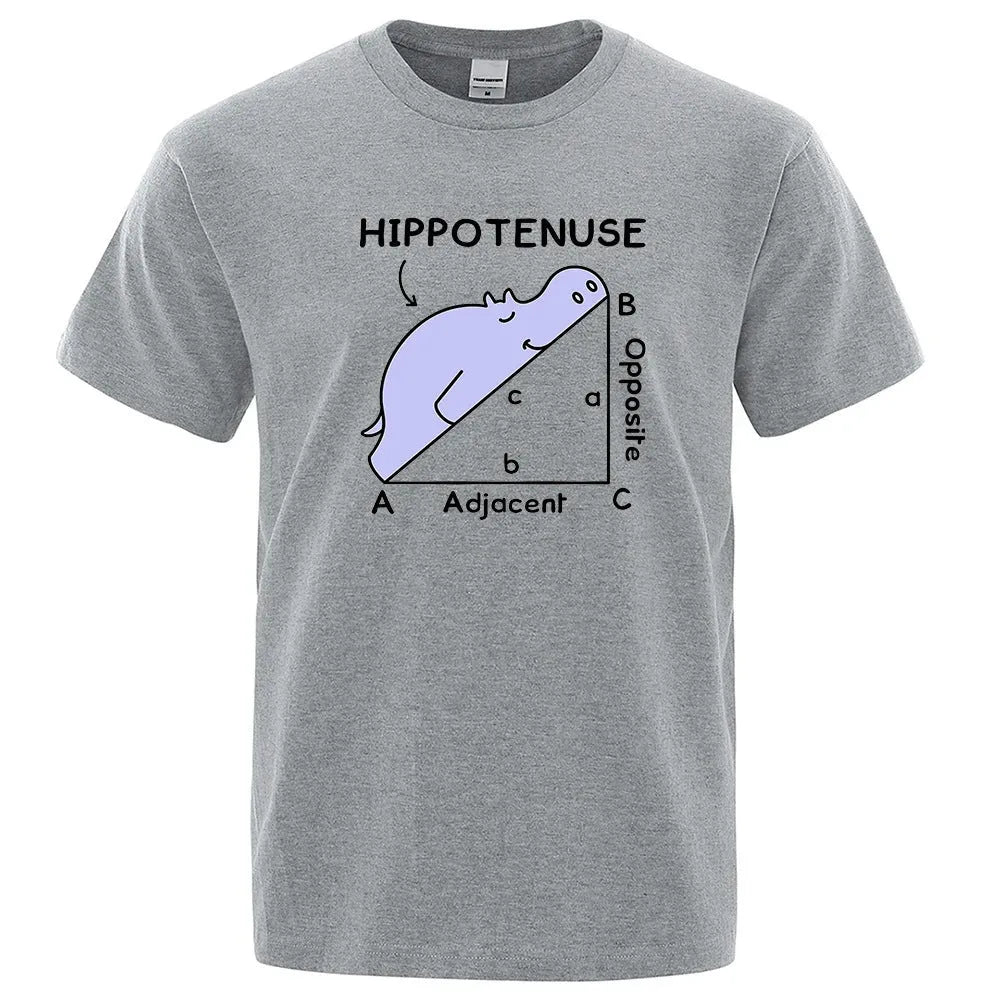 Cotton T-shirt with Hippotenuse Opposite Adjacent funny graphic print in loose pullover style