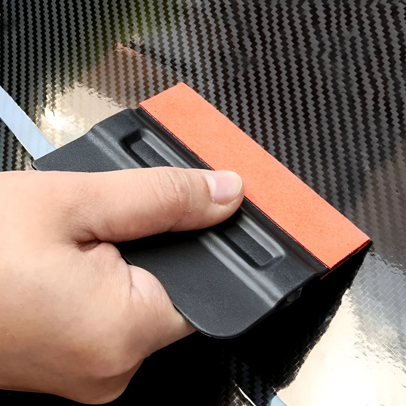 Car colour change film scraper tool with deerskin or wool pad for vinyl wrap application