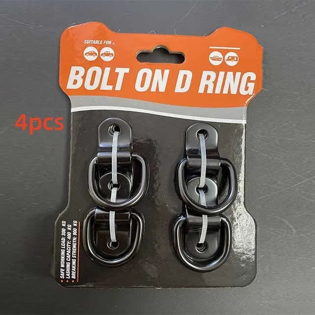 Black galvanised carbon steel pull ring floor hook for truck cargo security.