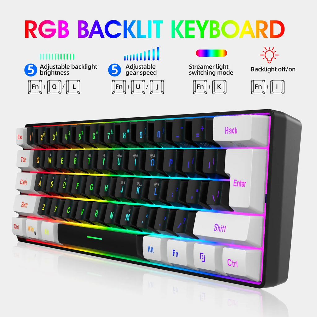 V700WB white and black wired gaming keyboard and mouse suit with colour backlight.
