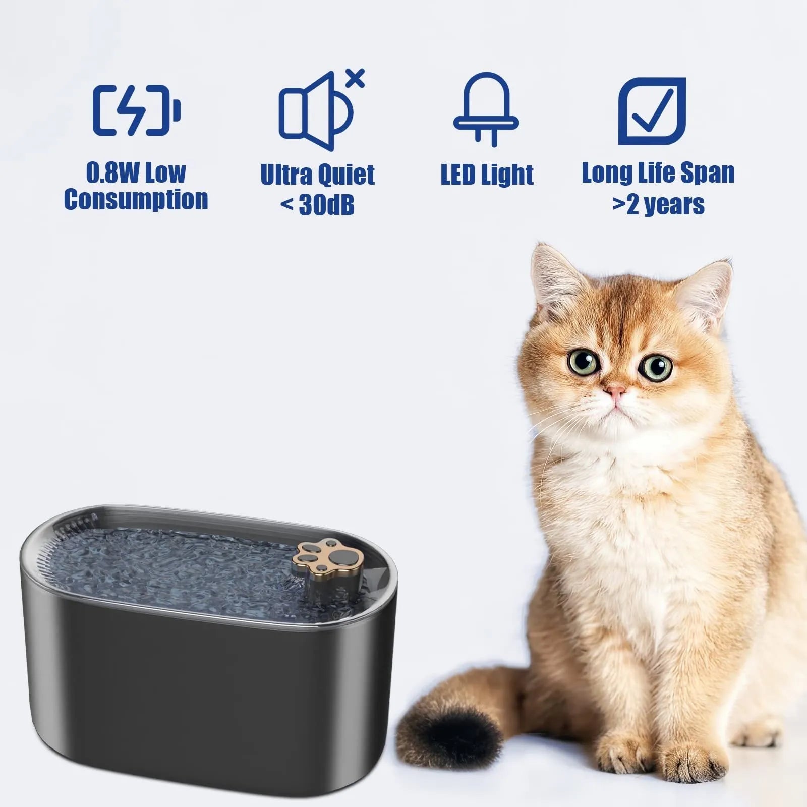 3L automatic pet water fountain with quiet pump and LED light for cats and dogs