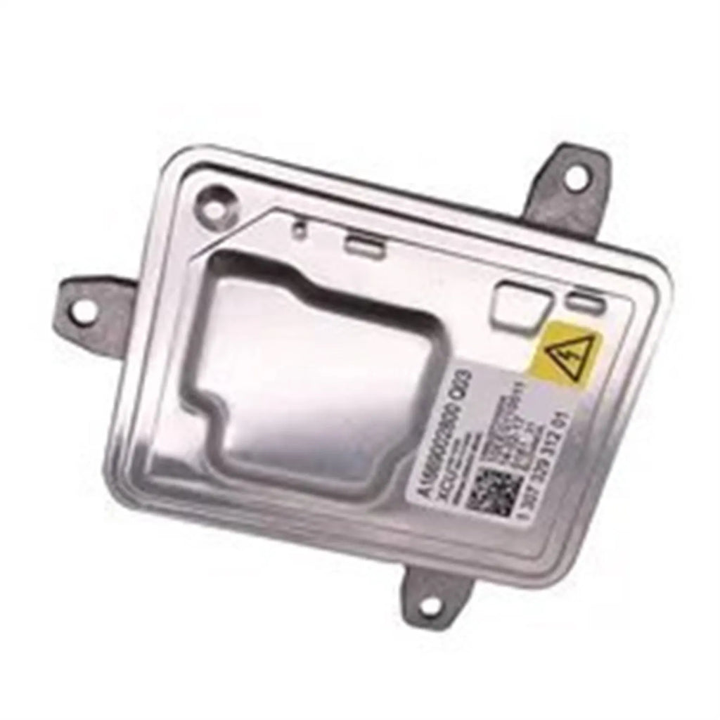 Metal headlight ballast unit showing 14cm x 11cm x 4.5cm dimensions