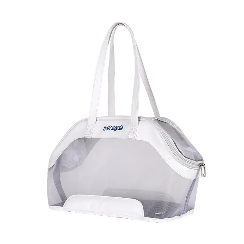25 litre leather pet carrier bag in Milan White for small dog and cat transport