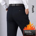 Elastic dad suit trousers for middle-aged elderly men, high waist loose fit, solid colour polyester, black, size 34