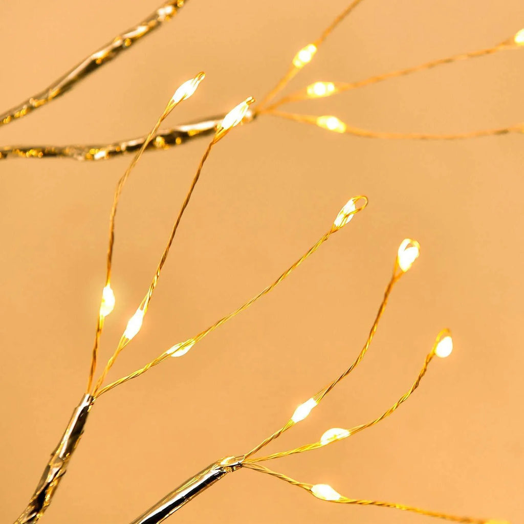 50cm LED tree shape string lamp with 108 warm white beads on copper wire, white plastic base, indoor decoration