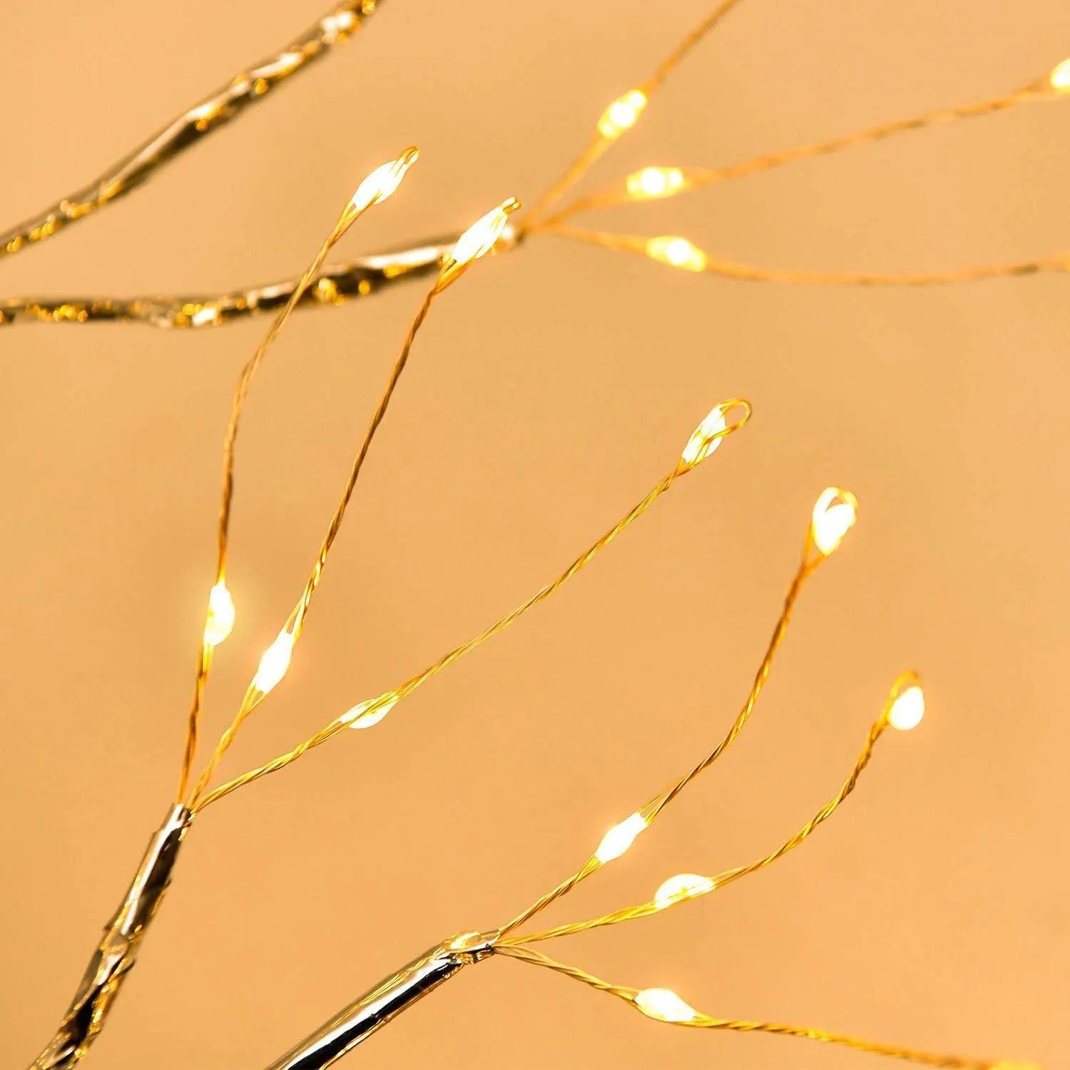 50cm LED tree shape string lamp with 108 warm white beads on copper wire, white plastic base, indoor decoration
